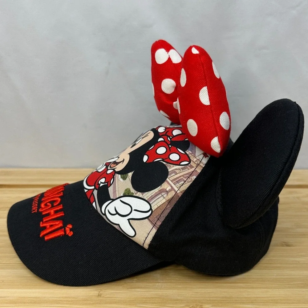 Disney Parks Minnie Mouse Baseball Cap Shanghai Disneyland‎ Resort 3D Ears Bow